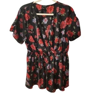 EUC | Torrid | Women's Floral Faux Wrap-front Top | Size 1 (14/16)